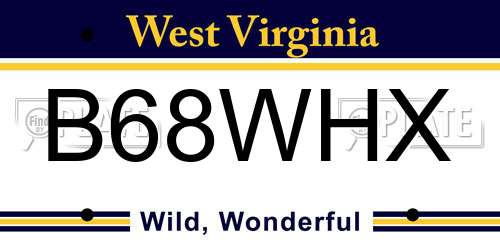 B68WHX West Virginia License Plate