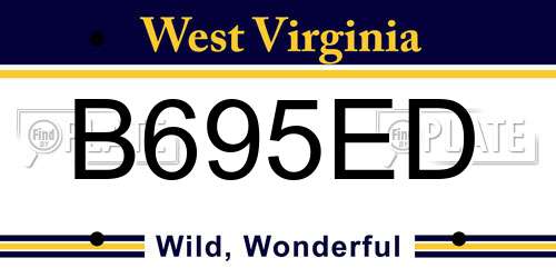 B695ED West Virginia License Plate