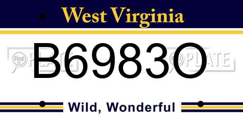 B6983O West Virginia License Plate