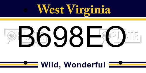 B698EO West Virginia License Plate