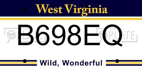 B698EQ West Virginia License Plate