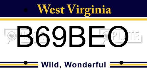 B69BEO West Virginia License Plate