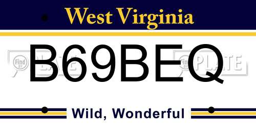 B69BEQ West Virginia License Plate