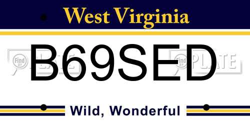 B69SED West Virginia License Plate