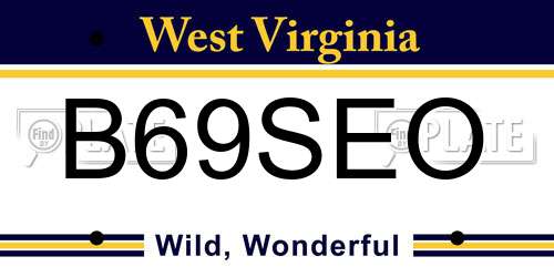 B69SEO West Virginia License Plate