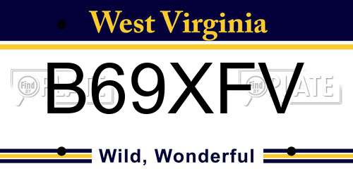 B69XFV West Virginia License Plate