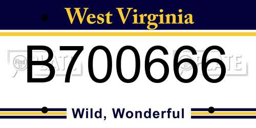 B700666 West Virginia License Plate