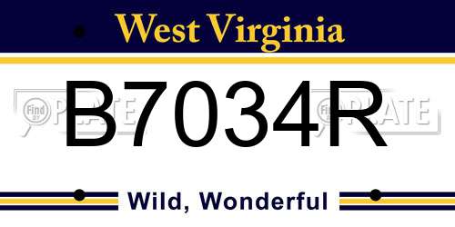 B7034R West Virginia License Plate
