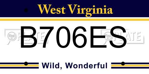 B706ES West Virginia License Plate