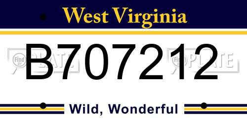 B707212 West Virginia License Plate