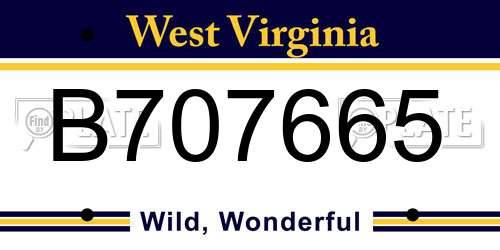 B707665 West Virginia License Plate