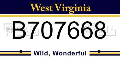 B707668 West Virginia License Plate