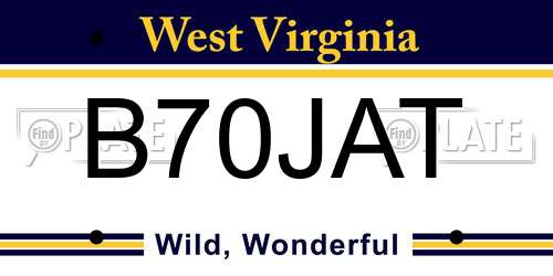 B70JAT West Virginia License Plate