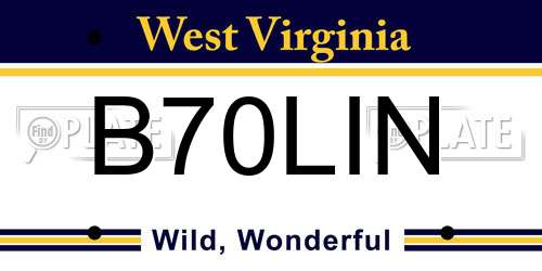 B70LIN West Virginia License Plate