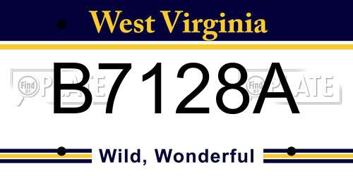 B7128A West Virginia License Plate
