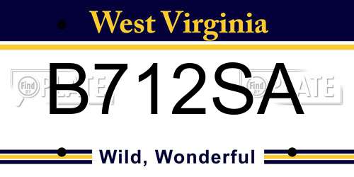 B712SA West Virginia License Plate