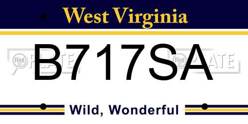 B717SA West Virginia License Plate