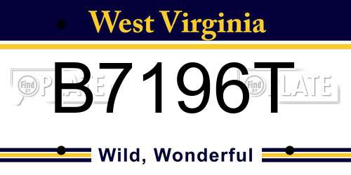 B7196T West Virginia License Plate