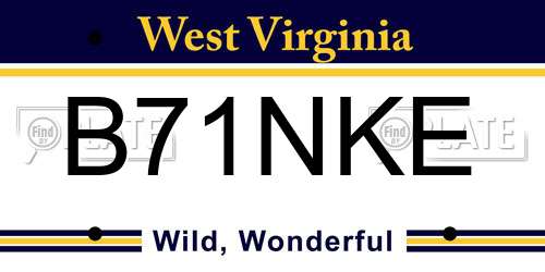B71NKE West Virginia License Plate