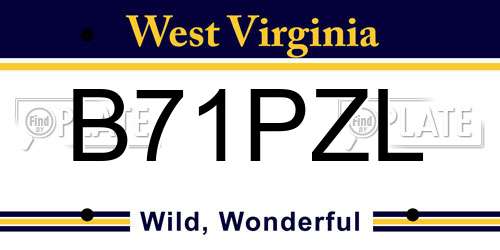 B71PZL West Virginia License Plate