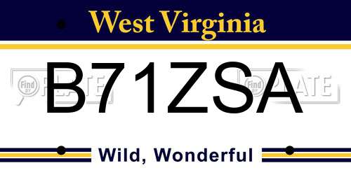 B71ZSA West Virginia License Plate