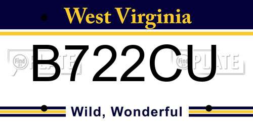 B722CU West Virginia License Plate