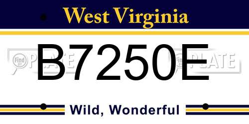 B7250E West Virginia License Plate