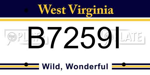B7259I West Virginia License Plate
