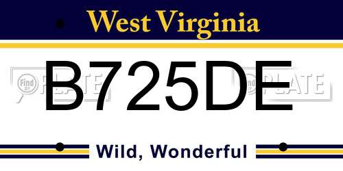 B725DE West Virginia License Plate