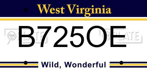B725OE West Virginia License Plate