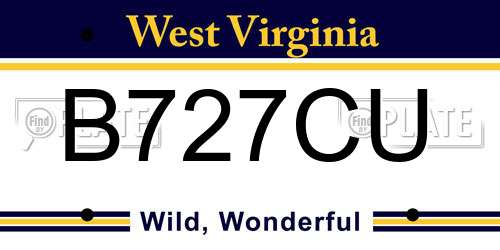B727CU West Virginia License Plate