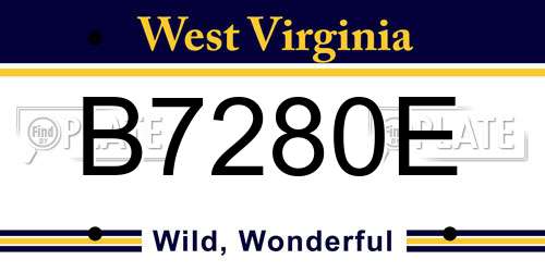 B7280E West Virginia License Plate