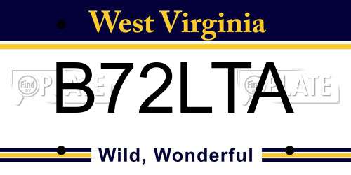 B72LTA West Virginia License Plate