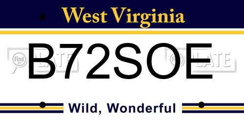 B72SOE West Virginia License Plate