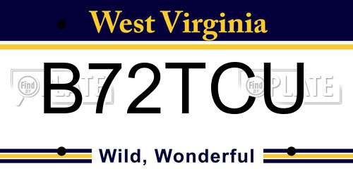 B72TCU West Virginia License Plate