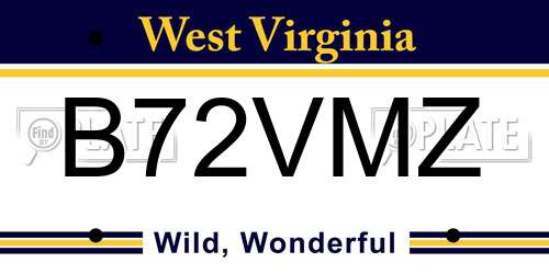 B72VMZ West Virginia License Plate