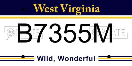 B7355M West Virginia License Plate