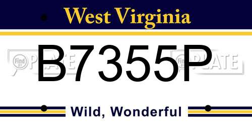 B7355P West Virginia License Plate