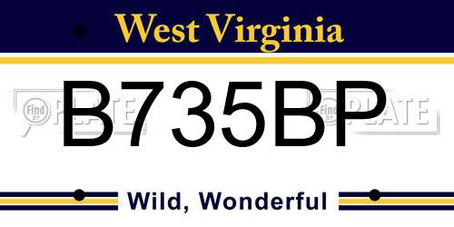 B735BP West Virginia License Plate