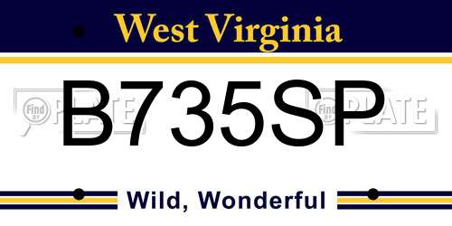 B735SP West Virginia License Plate