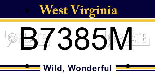 B7385M West Virginia License Plate