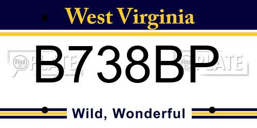 B738BP West Virginia License Plate