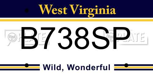 B738SP West Virginia License Plate