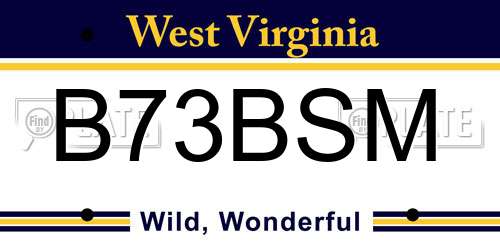 B73BSM West Virginia License Plate