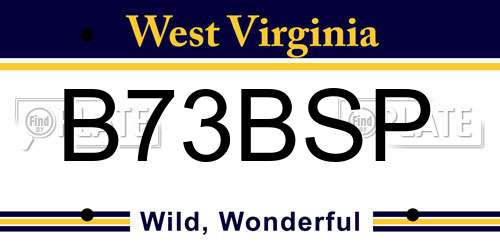 B73BSP West Virginia License Plate