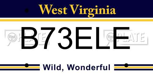 B73ELE West Virginia License Plate