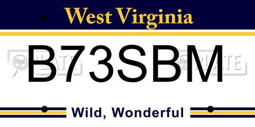 B73SBM West Virginia License Plate