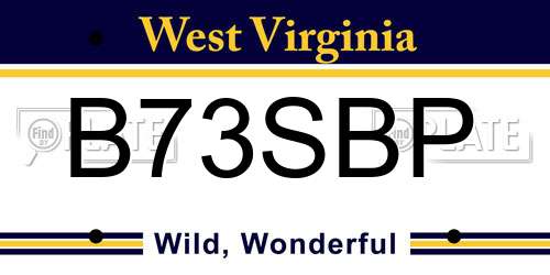 B73SBP West Virginia License Plate