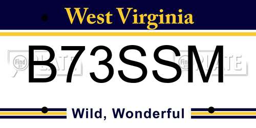 B73SSM West Virginia License Plate