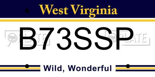 B73SSP West Virginia License Plate